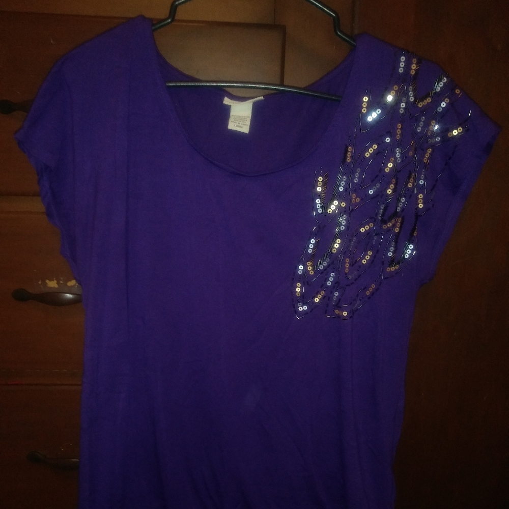 Purple Size Large True Self sequins tee